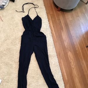 Lulus navy blue halter jumpsuit S